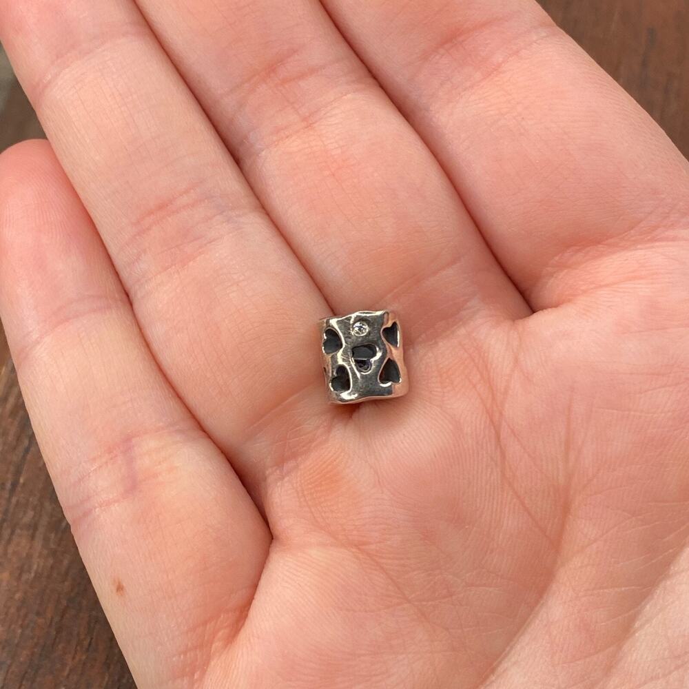 Pandora Sterling Retired Tunnel of Love Heart Clear Zirconia Charm 790275CZ